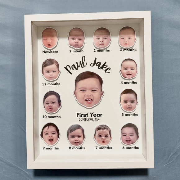 3D Baby Milestones Shadow Box: Personalized First Year Keepsake - Picture 10 of 13